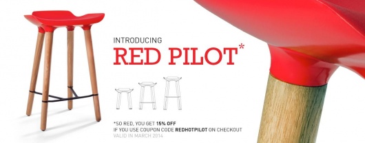 Kolekcja stołkow "Pilot" w kolorze czerwonym